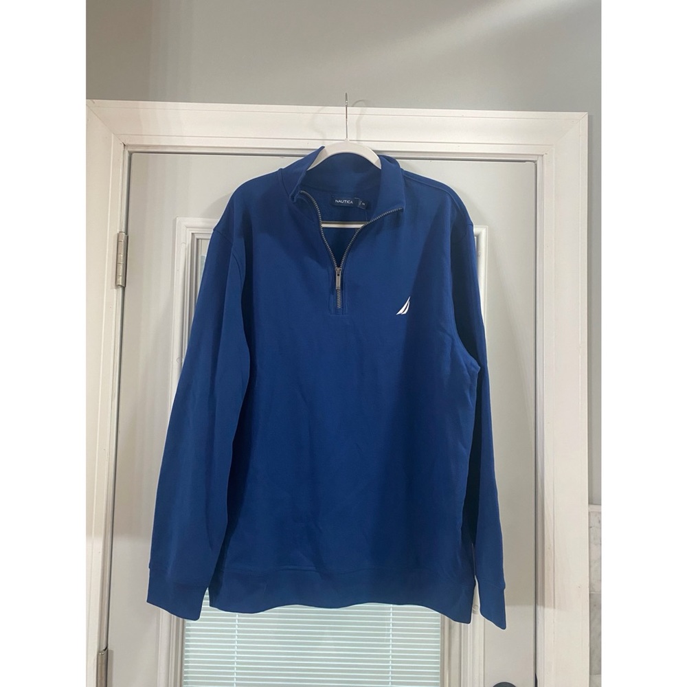 Blue Nautica Quarter-Zip Mock-Neck Pullover, size XXL